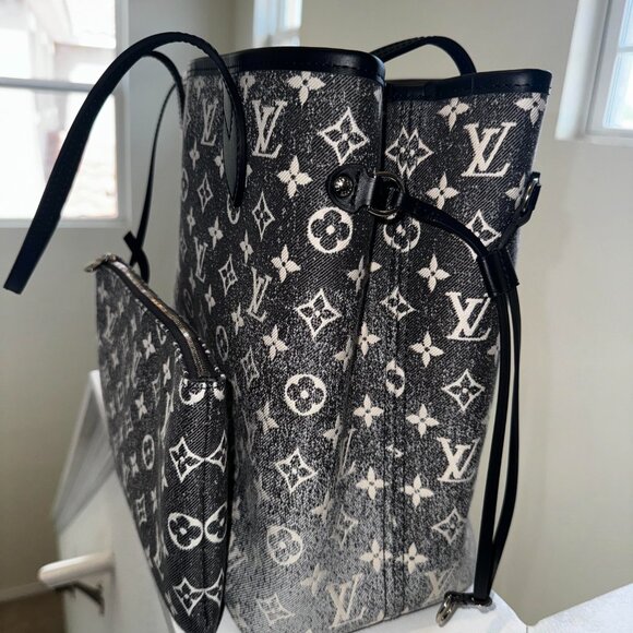 Louis Vuitton Monogram Jacquard Denim Neverfull MM w/ Pouch - Picture 11 of 14